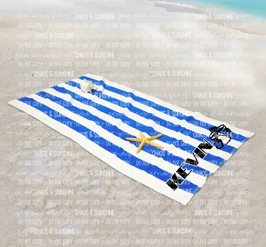 Custom Personalized Striped Beach Towel