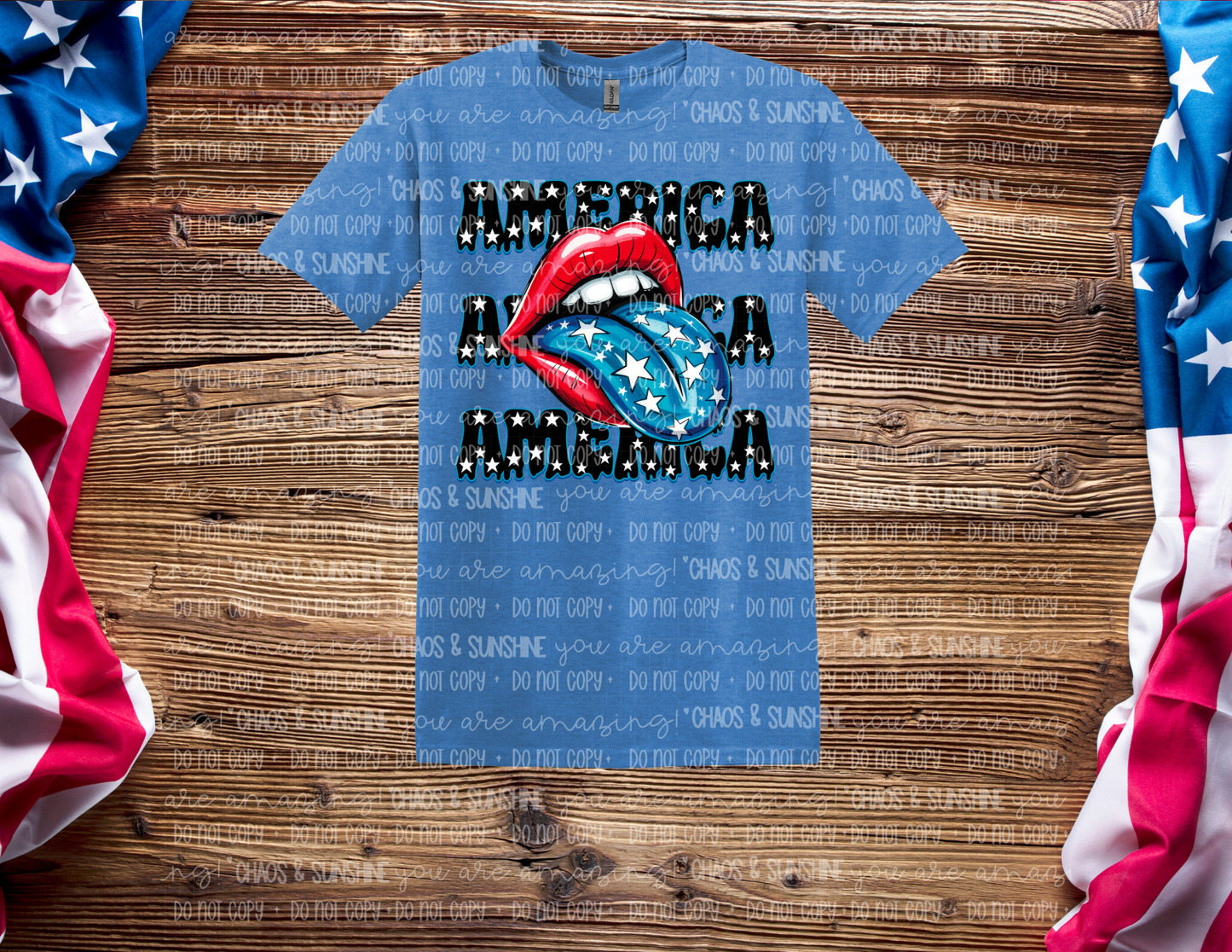 America with tongue out