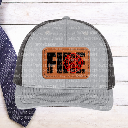 Fire with black lettering