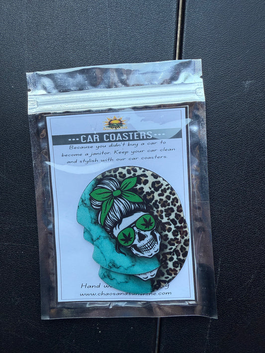 Leopard & Teal Skull Bun