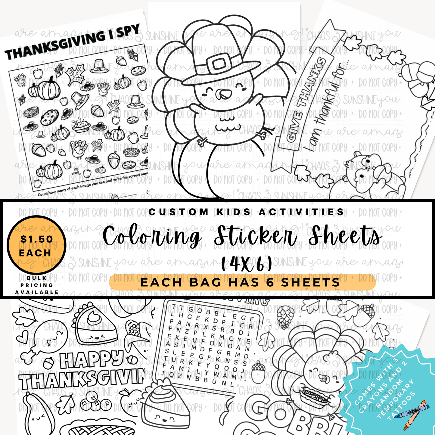 Thanksgiving Kids Coloring & Activity Sticker Pack 🍂🦃