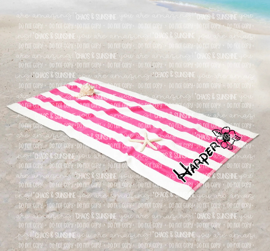 Custom Personalized Striped Beach Towel