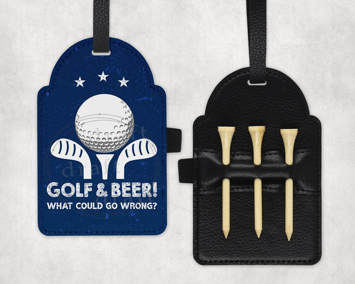 Golf & Beer golf tee bag tag
